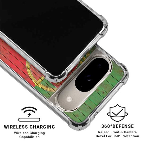 Portuguese Flag Dark Wood Google Pixel 10 Clear Case